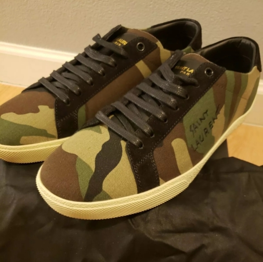 SAINT LAURENT Court Classic Camo Velour Sneaker 42.5